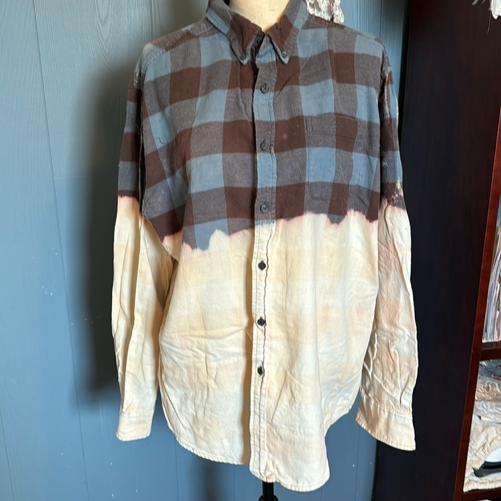 Upcycled Hand Bleached Flannel Shirt